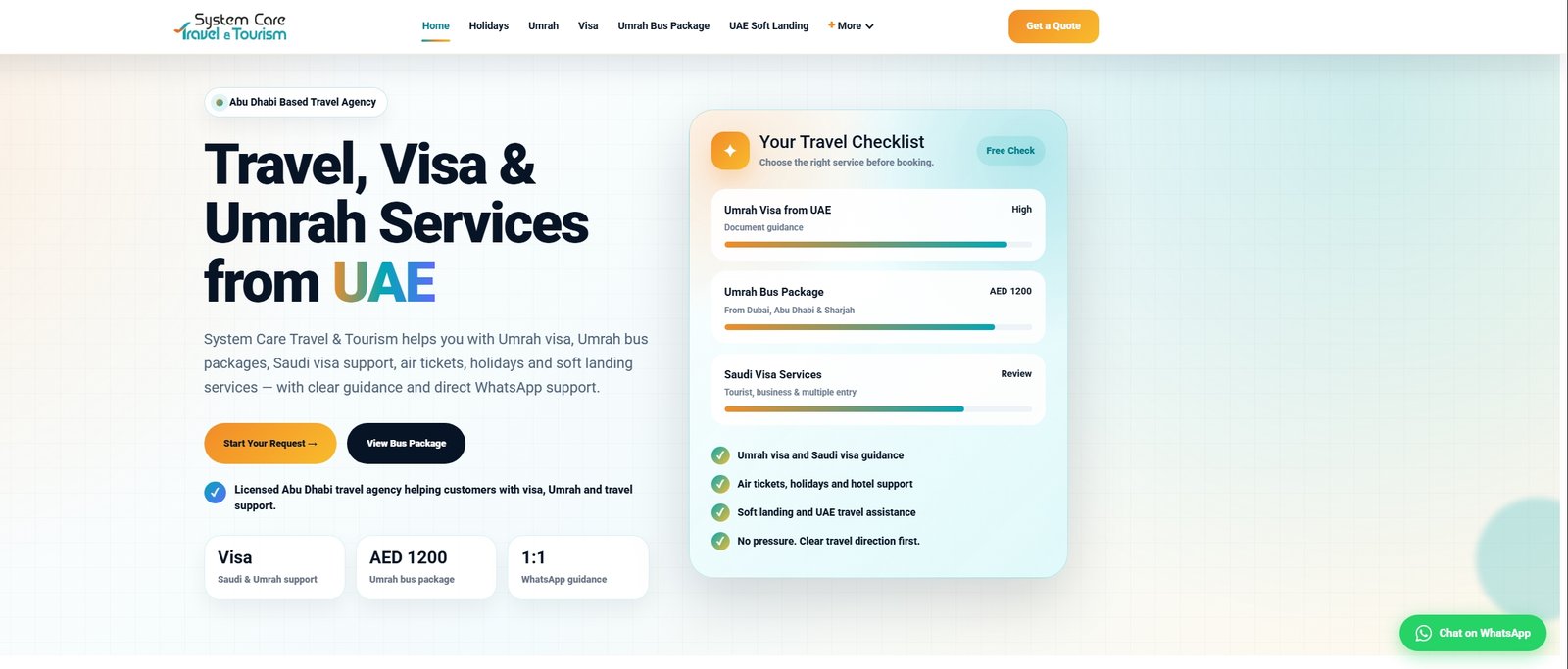 New System Care Travel homepage screenshot