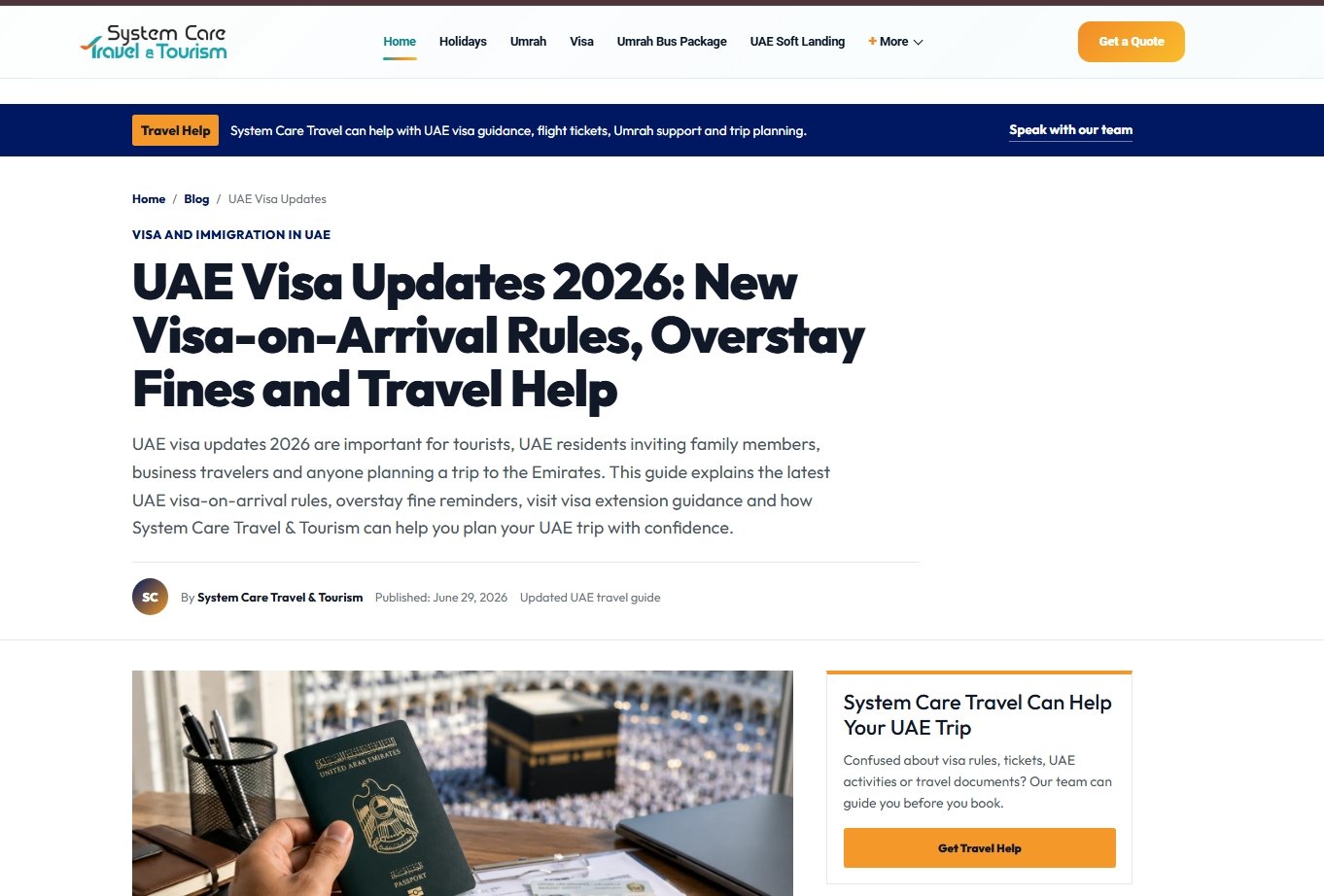 New System Care Travel blog screenshot