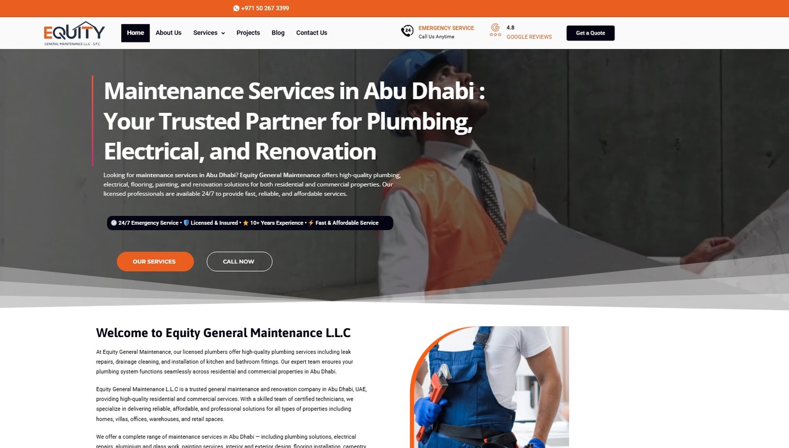 Equity General Maintenance website redesign screenshot