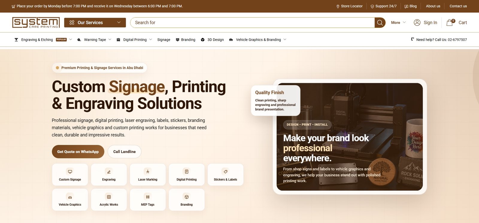 System Care Printing website redesign screenshot